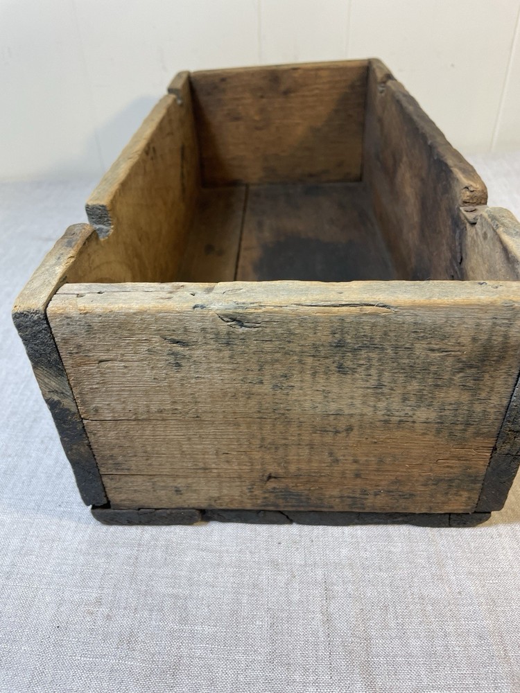 Antique Primitive Wooden tool Box Crate Handmade Hinges Rectangle Workshop 18”