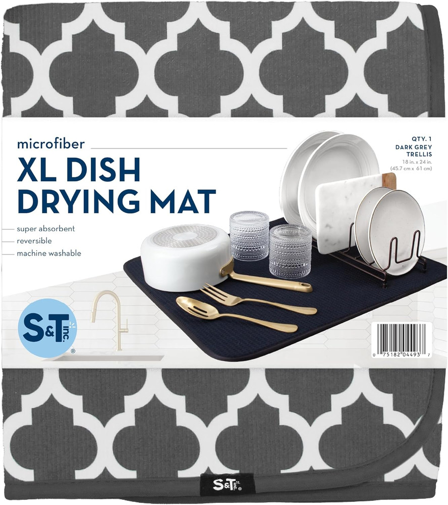 Dish Drying Mat XL, 18” X 24”, Absorbent Microfiber Kitchen Counter Mat, Dish Dr