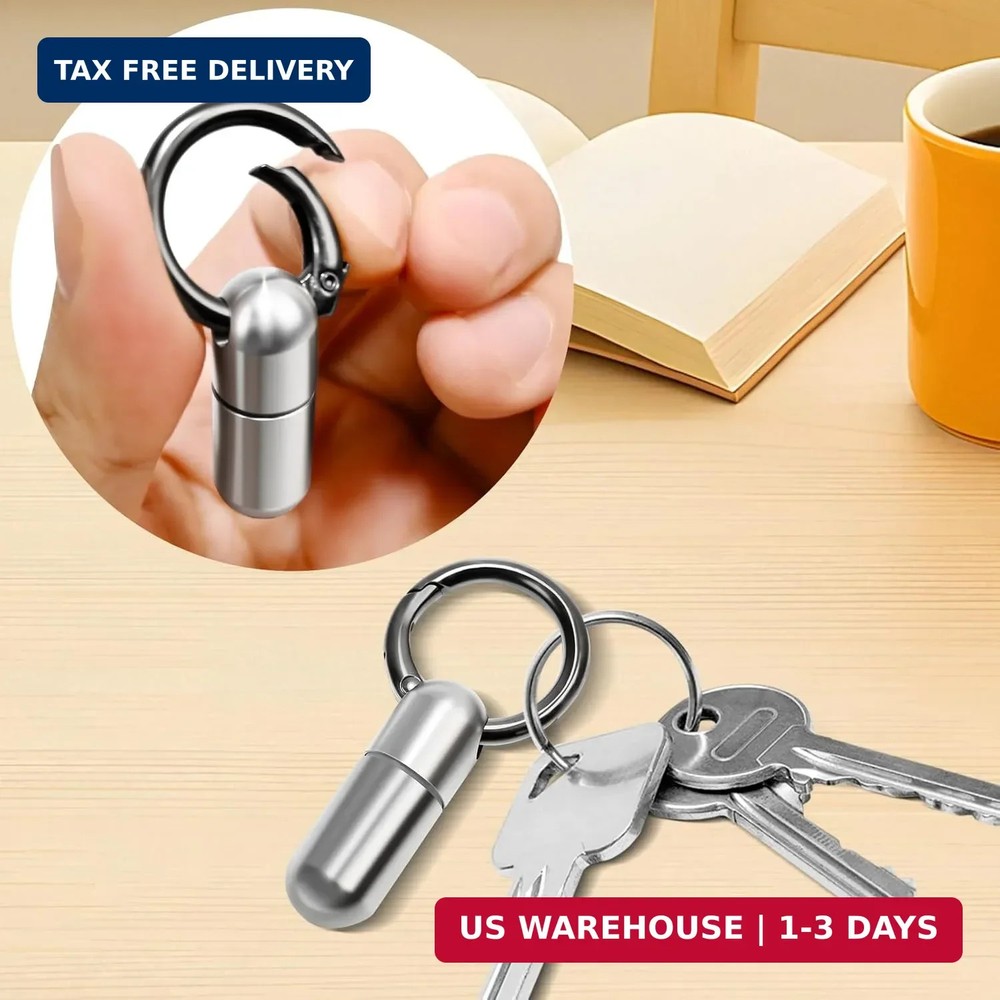 Tiny Keychain Pill Holder, Small Keychain Pill Holder Titanium,Waterproof Tiny P