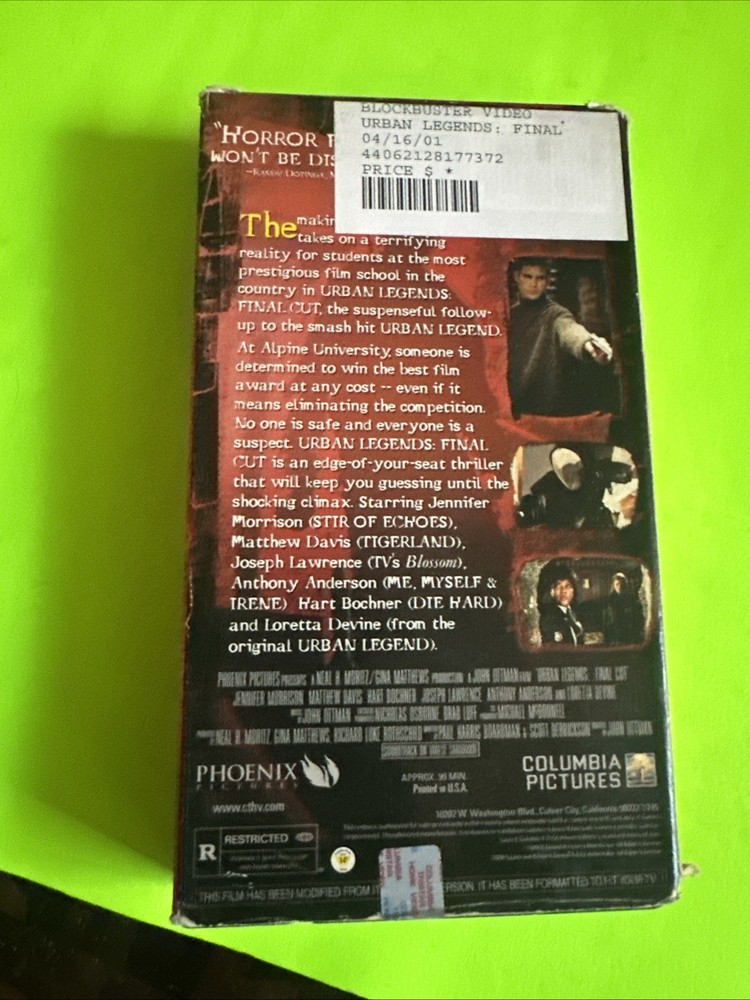 Urban Legends: Final Cut (VHS, 2001)