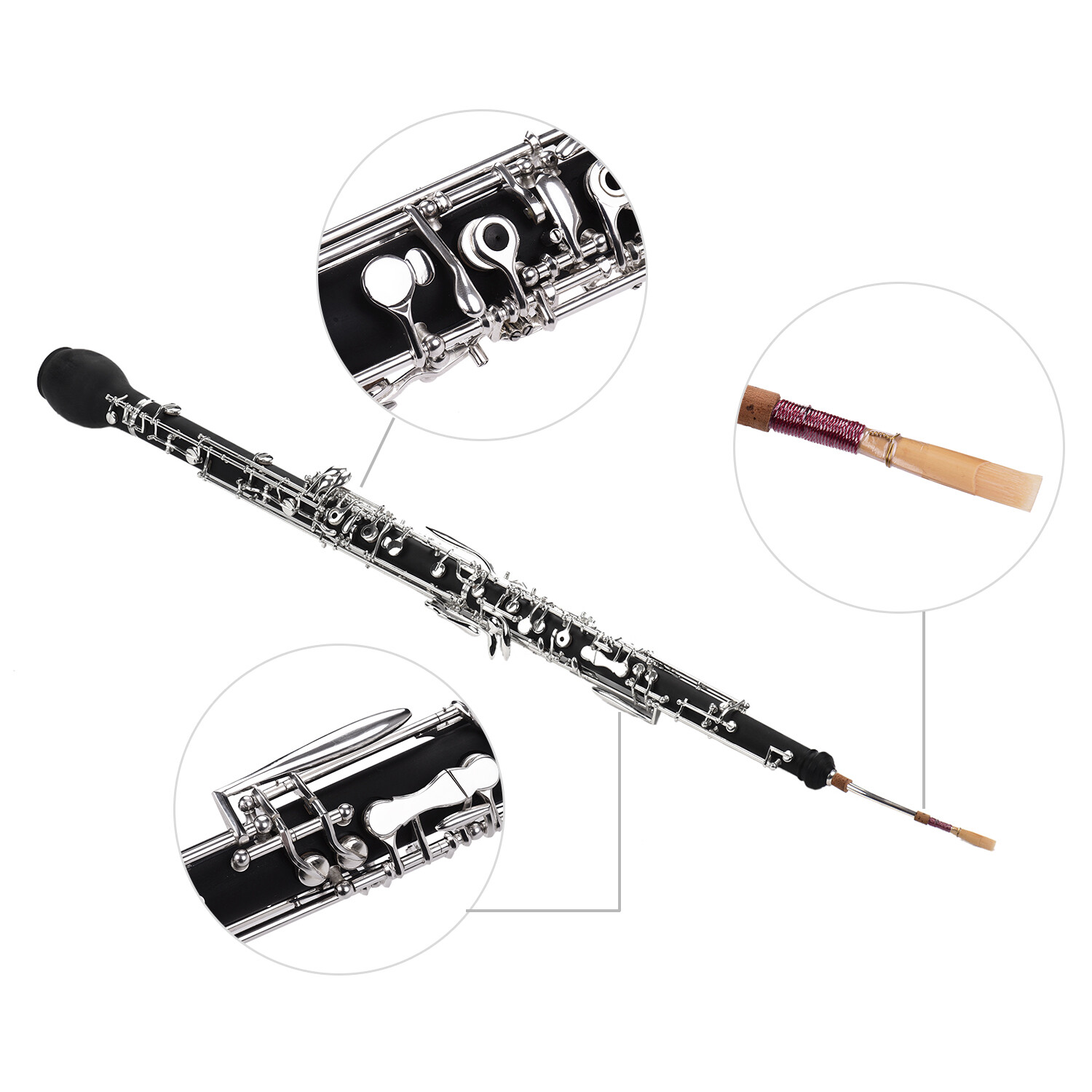 Professional English Horn Alto Oboe F Key Synthetic Wood Body Silver-plated Keys