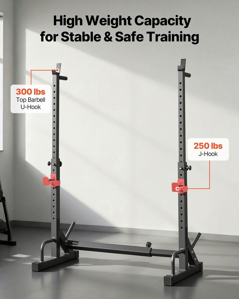 Power Cage Squat Rack, Home Gym Power Rack with Adjustable Height & Width,