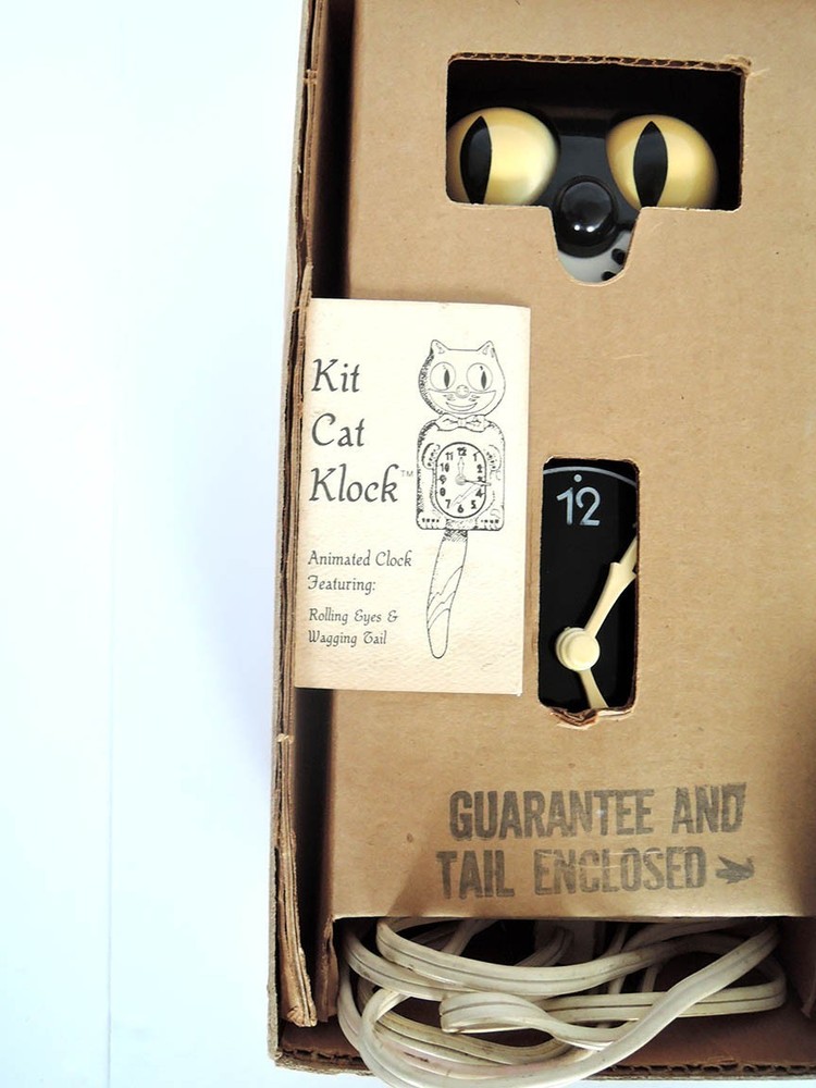 SUPER NICE, VINTAGE KIT CAT KLOCK CLOCK MODEL D8 FULLY WORKING COMPLETE IN BOX
