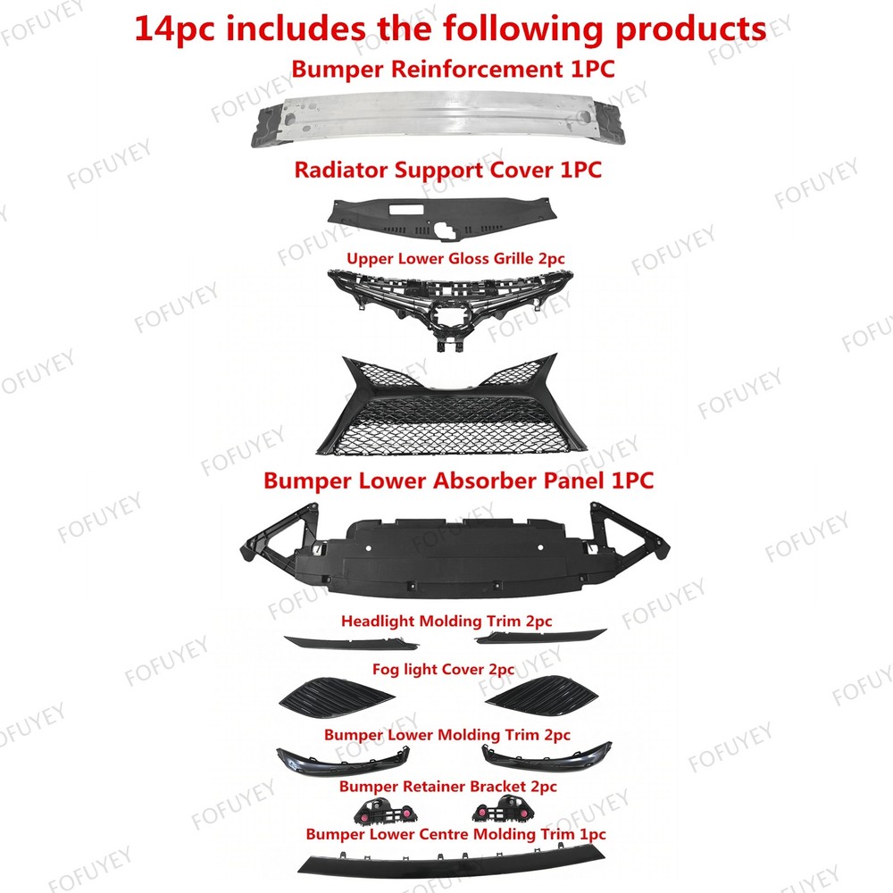 For Camry 2018-2020 Front Grilles/Trims/Bumper Reinforcement Bar/Lower Panel Kit