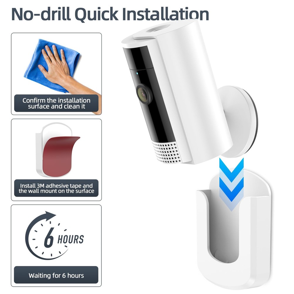 No Drill Ring Indoor Cam Adhesive Wall Mount Bracket - 3 Pack, White