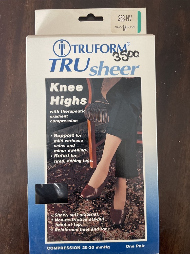 TRUFORM TruSheer Knee Highs 20-30mmHg Navy Medium