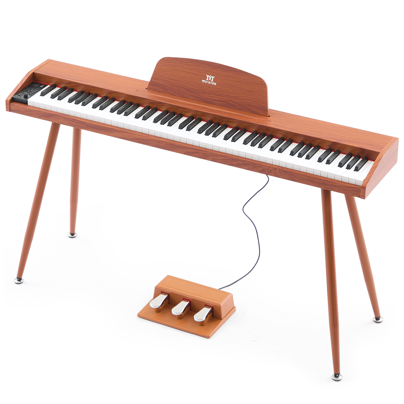 MUSTAR 88-Key Semi-Weighted Digital Piano with USB MIDI, Brown