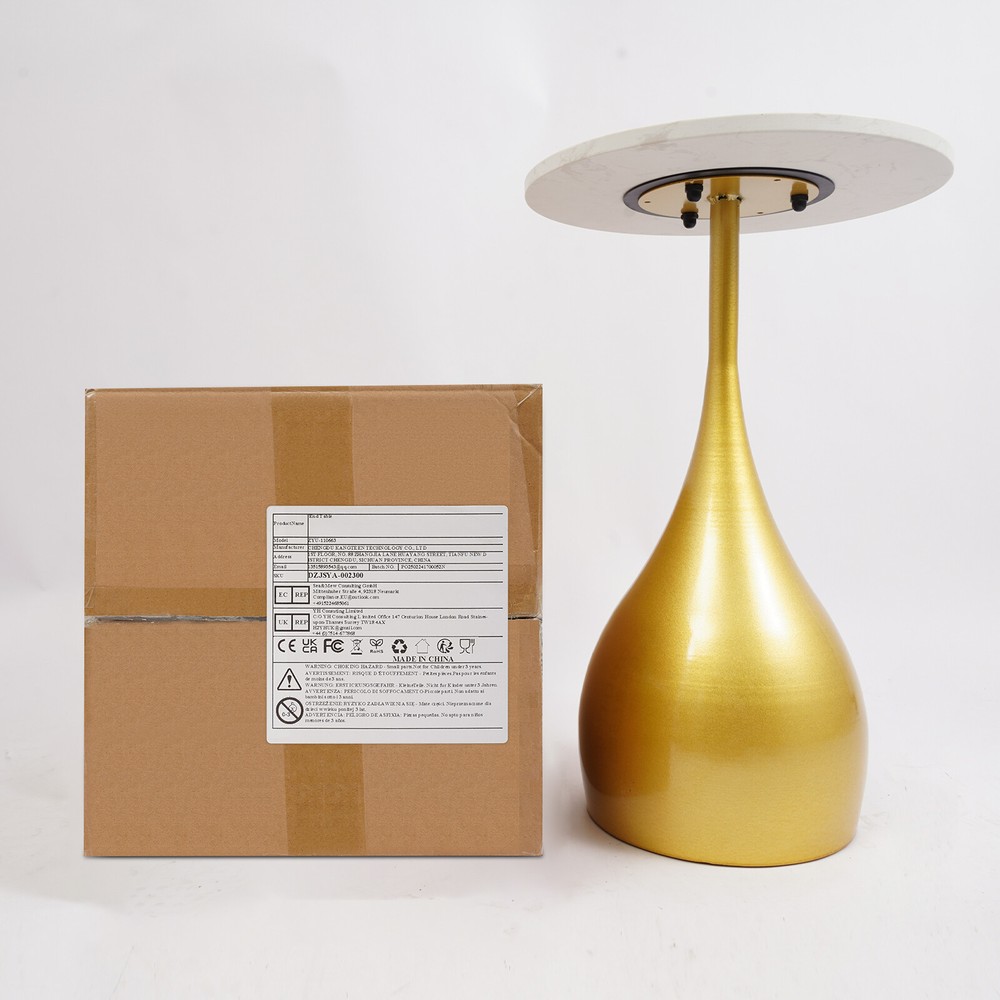 13.78 Inch Marble Sofa Side Table Modern Round Accent Table For Small Spaces
