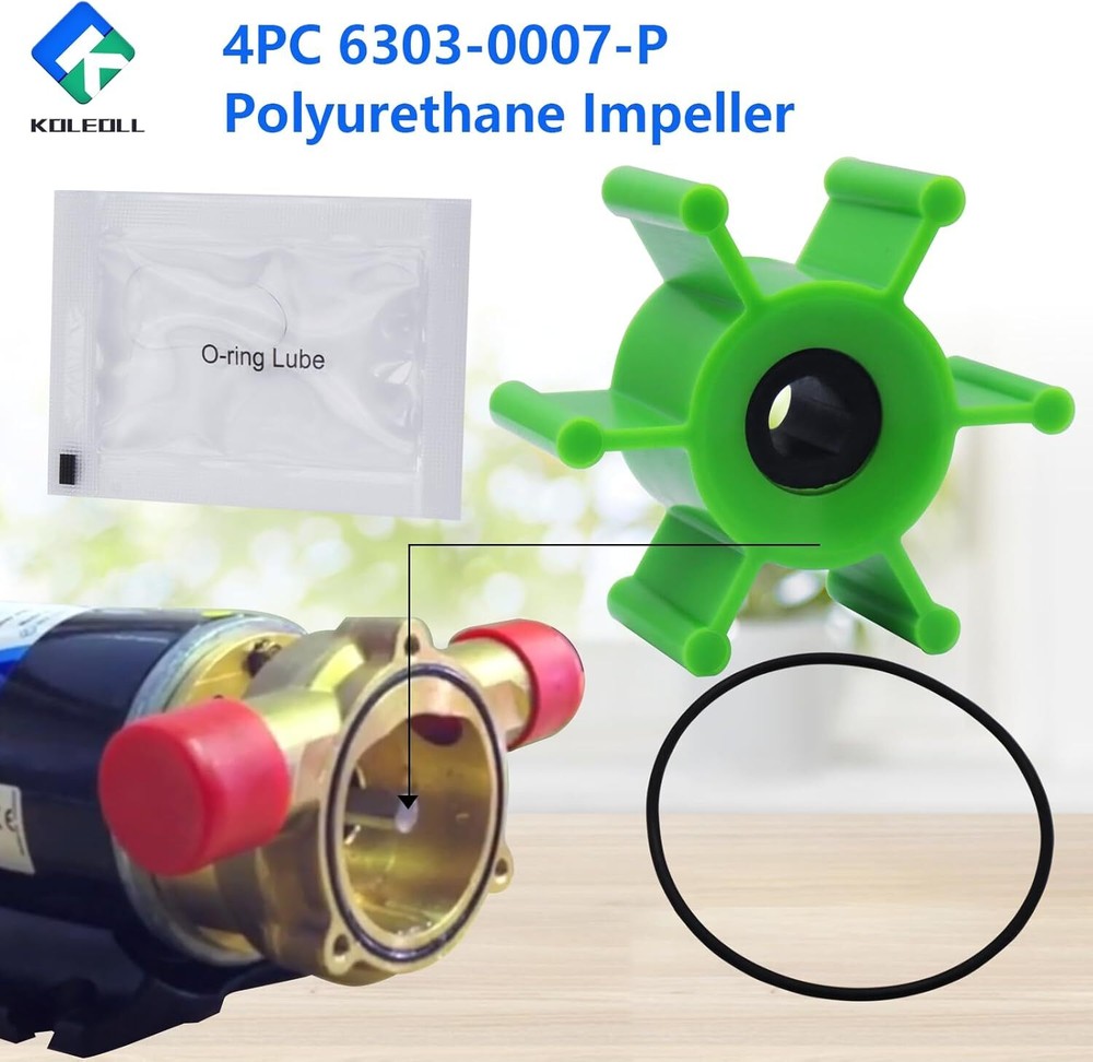 4PC 6303-0007-P Polyurethane Impeller with O-Ring Kit & Lubrication Replacement
