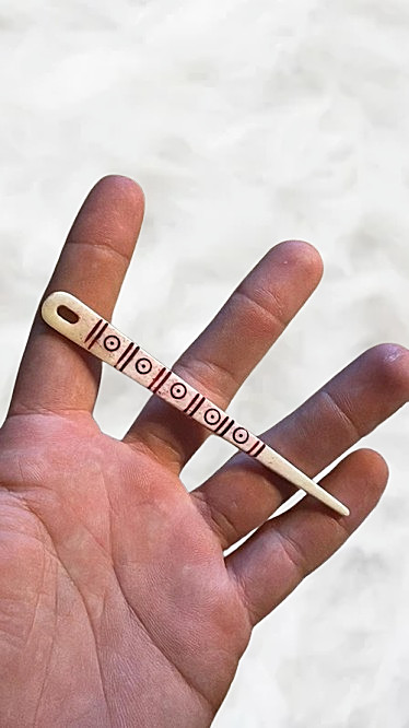 Antique Nalbinding Flat 4.5" Bone Needle, Nalbinding Needle, Nalbinding Needle