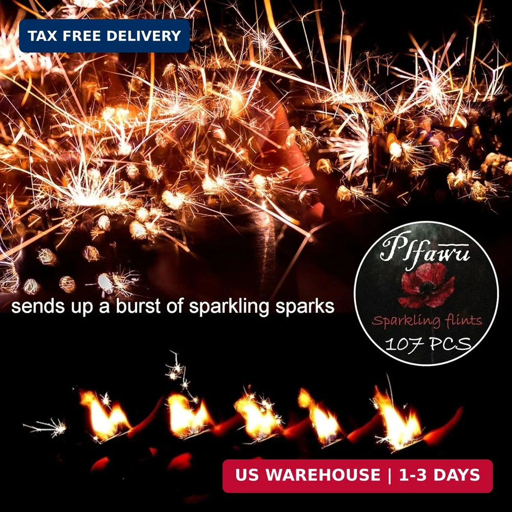107Pcs Premium Sparkling Lighter Flints Refills - Compatible with Zippo & Clippe