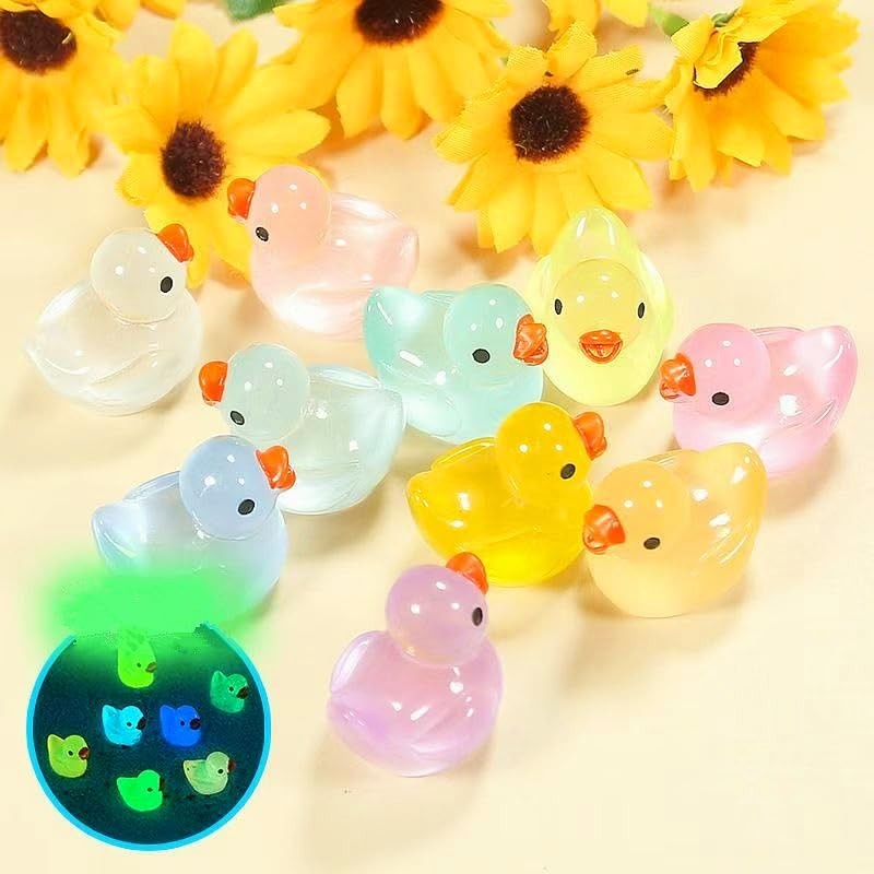 Glow in The Dark Mini Rubber Ducks, 12 Colors, 45 Pieces, Decorative Resin