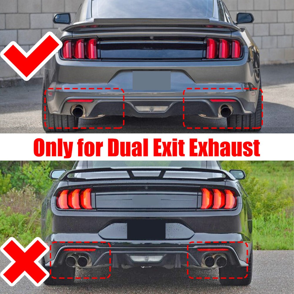 For Ford Mustang 2018-2021 Glossy Black Rear Diffuser & Rear Side Splitters