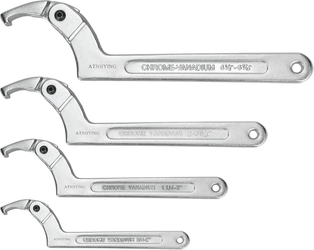 4 Pcs Spanner Wrench Set, Adjustable C Pin Spanner Hook Wrench Tool for Machine
