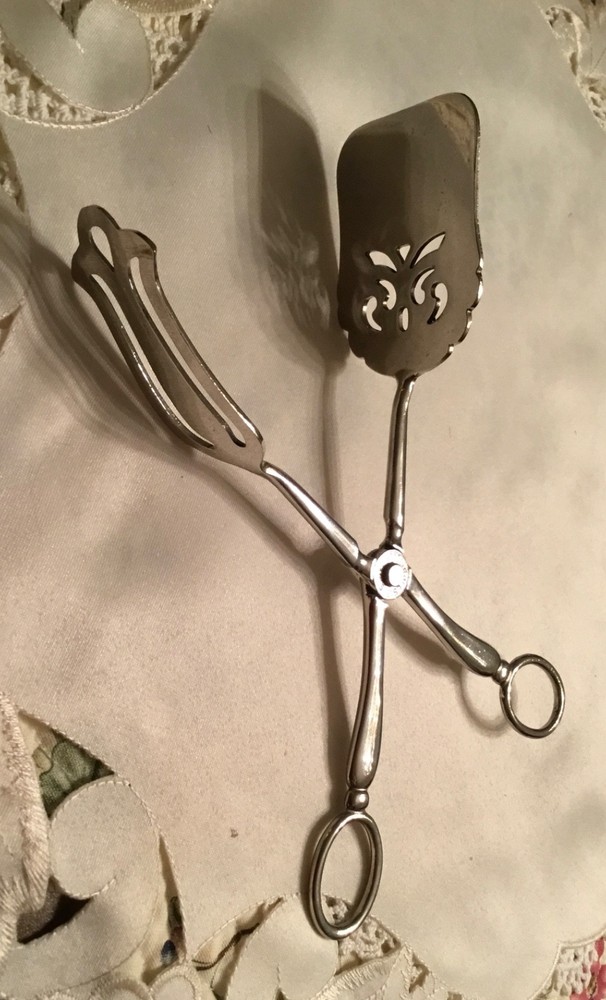 Vintage EALES 1779 Silver-plated Scissor Style PASTRY Cake/ Dessert Tongs