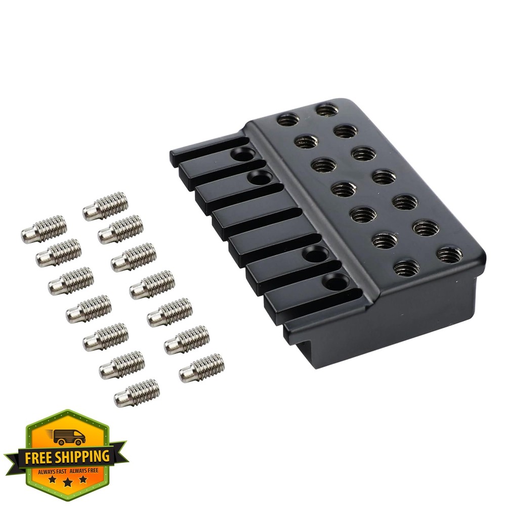 OVSAL 7 String Locking Nut Brass, Matte Black Headless Guitar Bridge