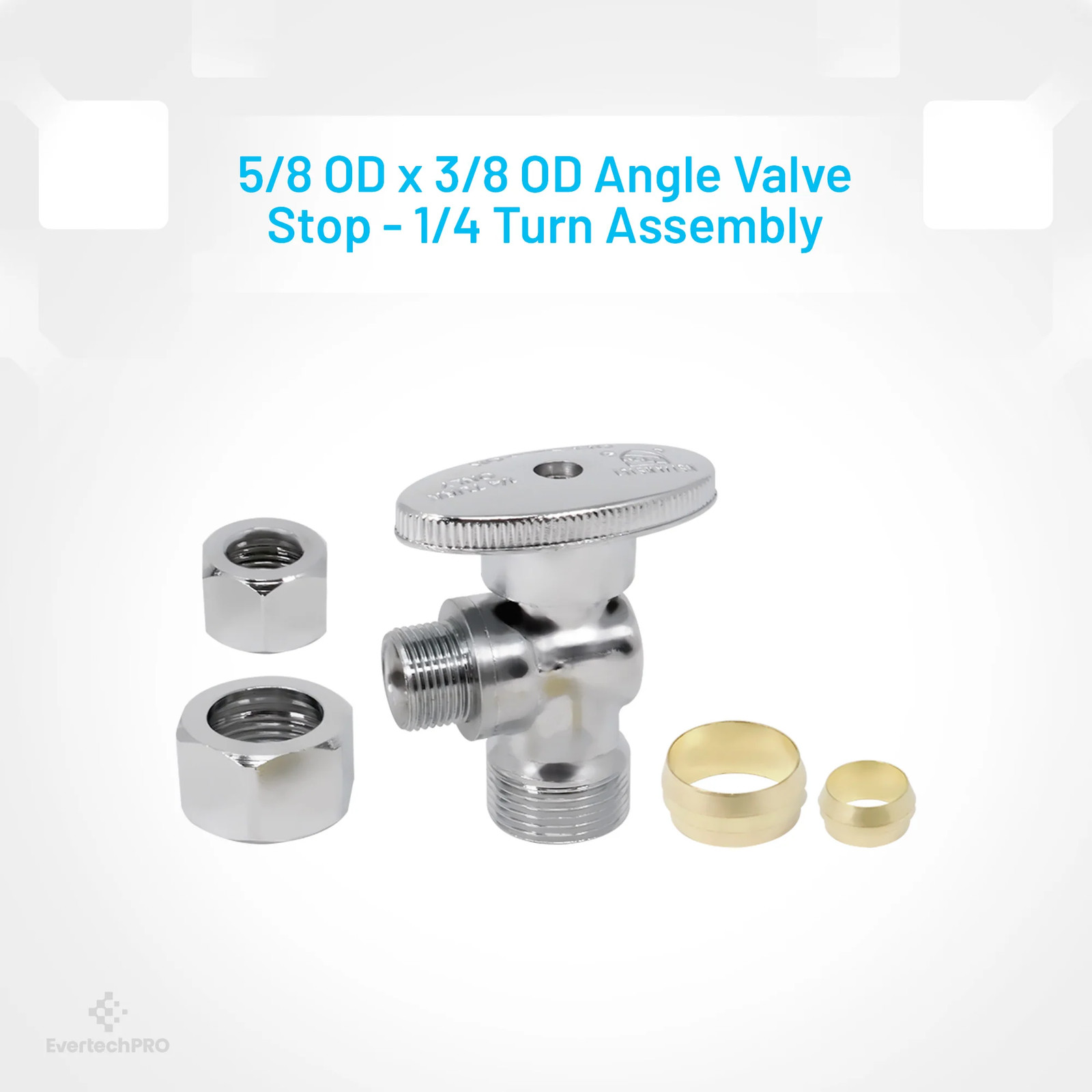 Toilet Water Shut Off Valve with 1/4 Turn Shut Off Chrome Plated 5/8 OD x 3/8 OD