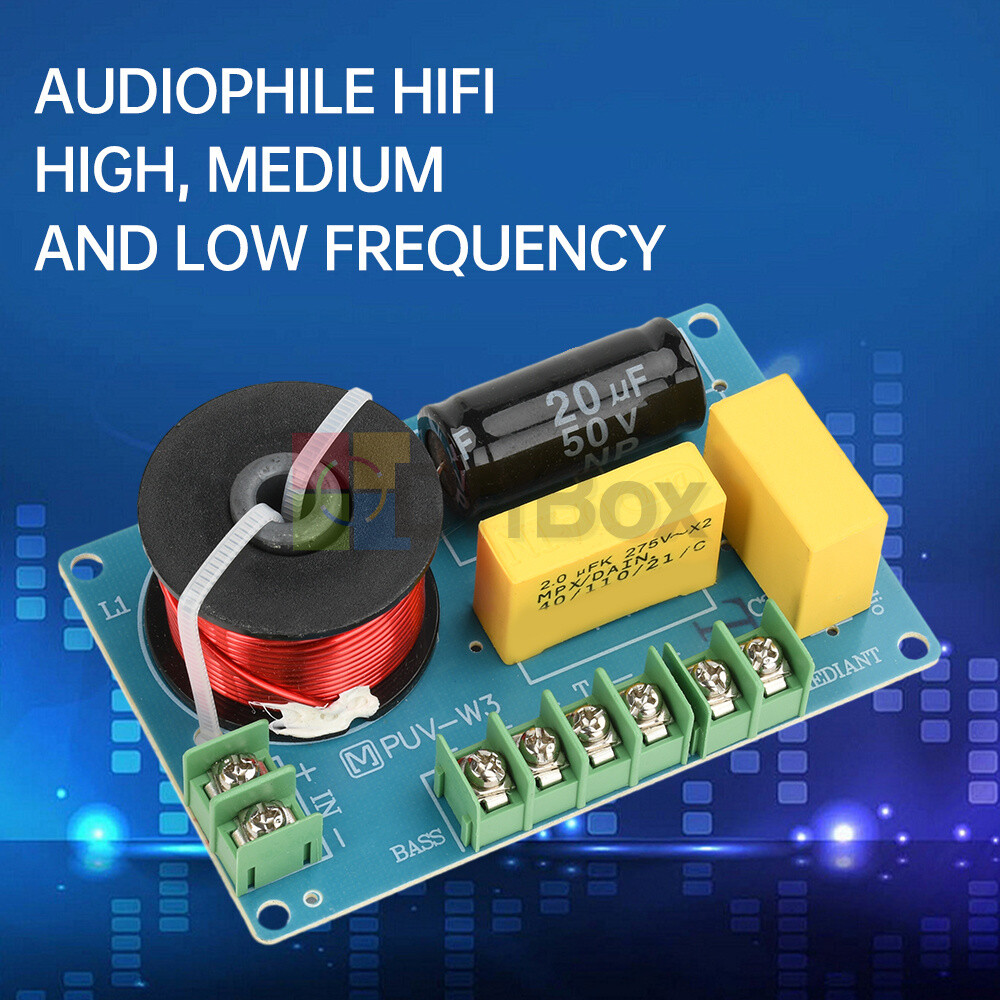 3-Way 200W Audio Speaker Crossover HiFi Treble Midrange Bass Frequency Divider