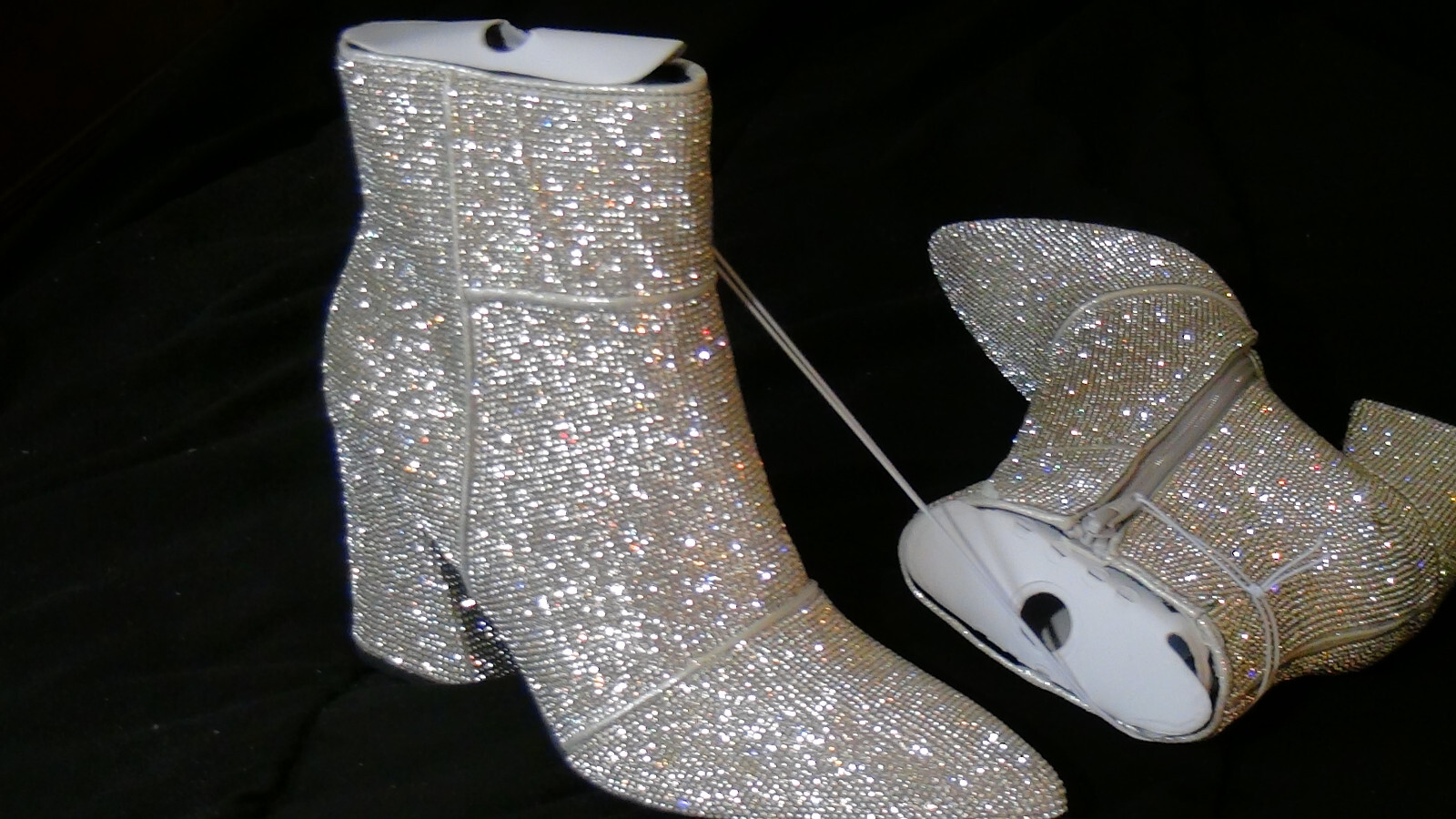 A New Day Cailin Womens Rhinestone Wide Width Ankle Boots Silver Size 8W