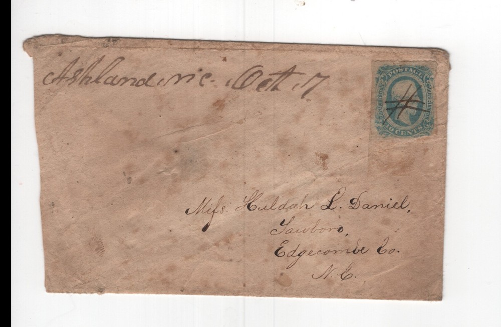 CONFEDERATE STATES CSA SC#12A ASHLAND, NC OCT 7 COVER
