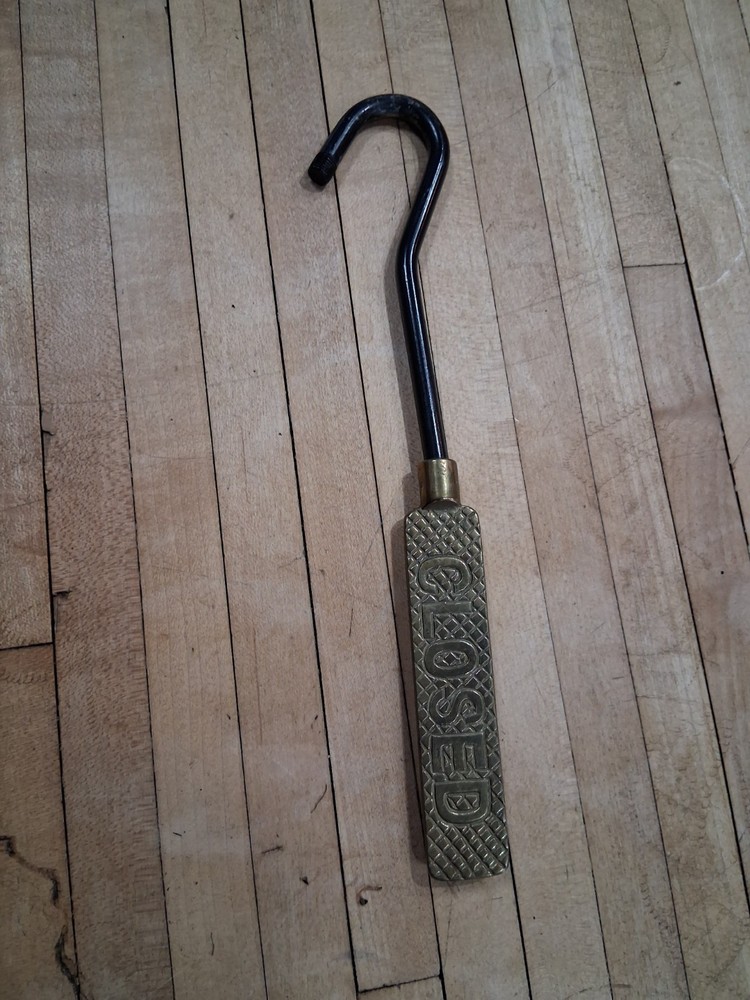Vintage Wrought Iron Fireplace Tool Set with Brass CLOSED Handle