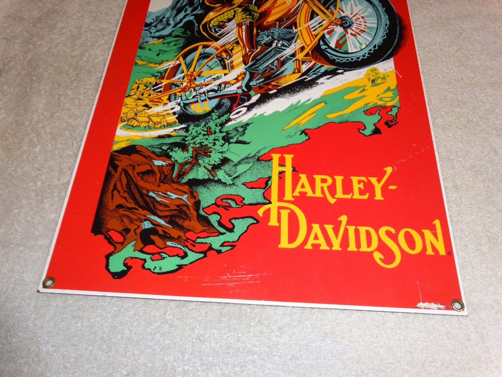 VINTAGE HARLEY DAVIDSON 1929 DL VL MOTORCYCLE 16" X 11" PORCELAIN METAL SIGN