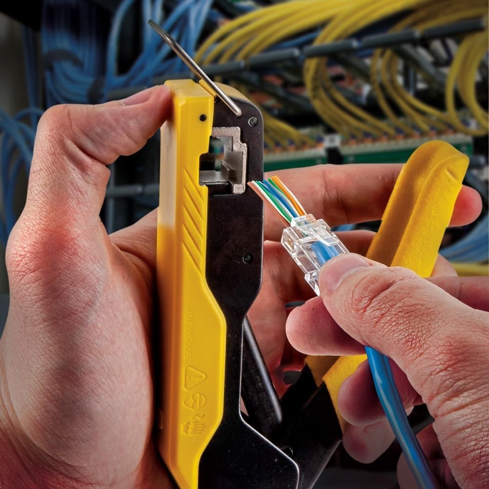 813 RJ45 Ethernet Cable Tester and Crimper Kit, Pass-Thru Technology, Include...