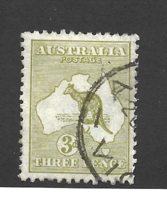 Australia Scott 47a - 3p Kangaroo/Map used F+