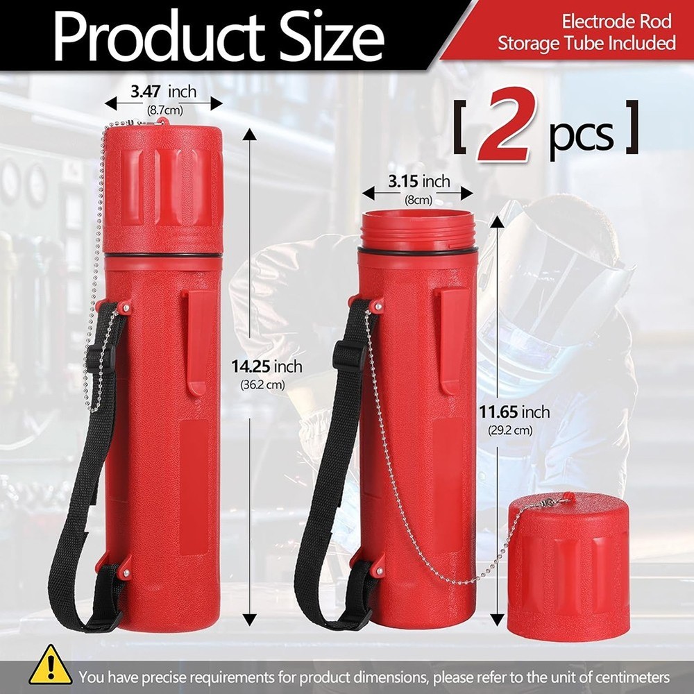 Welding Rod Storage Container 2pcs 14 inch Red ABS Electrode Organizer