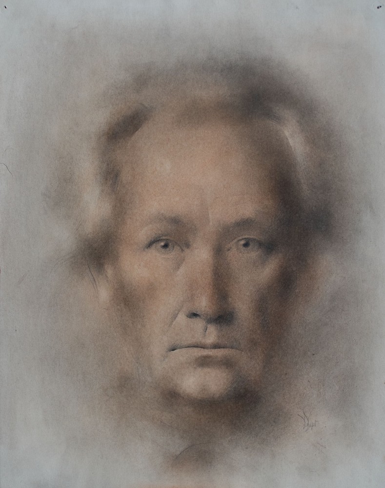 Willi Schmid self portrait Munich Secession monogram unique pastel 1940