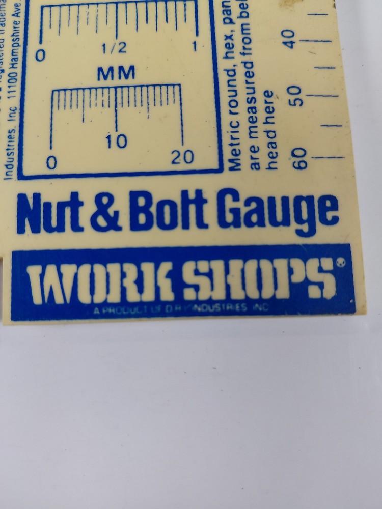 WORK SHOPS Nut & Bolt Gauge Standard Inch Metric Screw Thread Ruler Tool