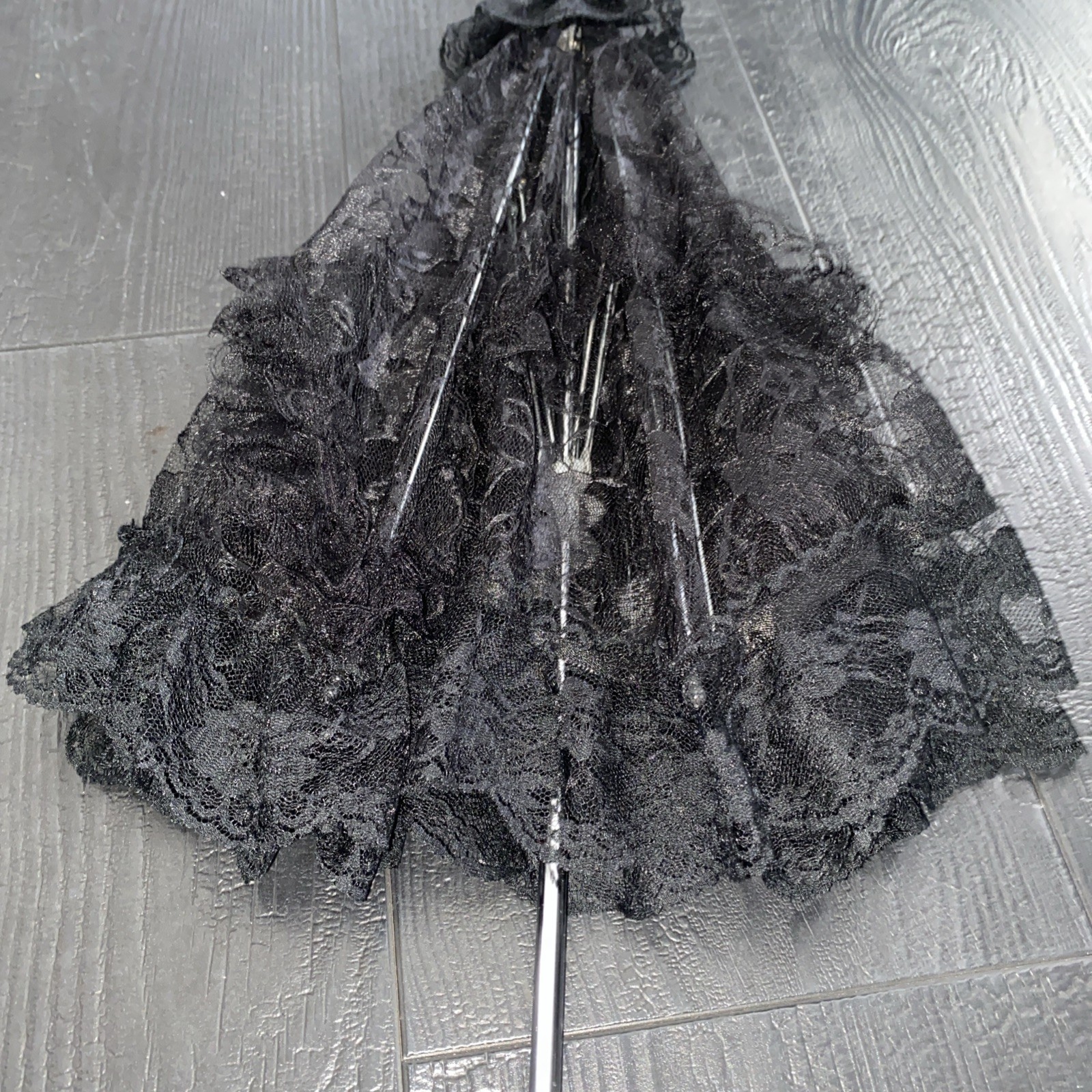 Goth Gothic Cosplay Wedding Bride Bridal Umbrella Parasol Black Lace