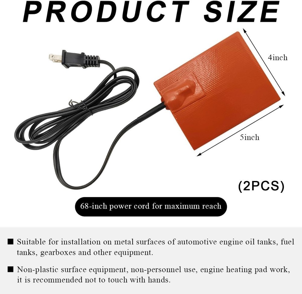 Thermostat-Equipped Engine Heater Pads - 2 PCS for Enhanced Winter Performance