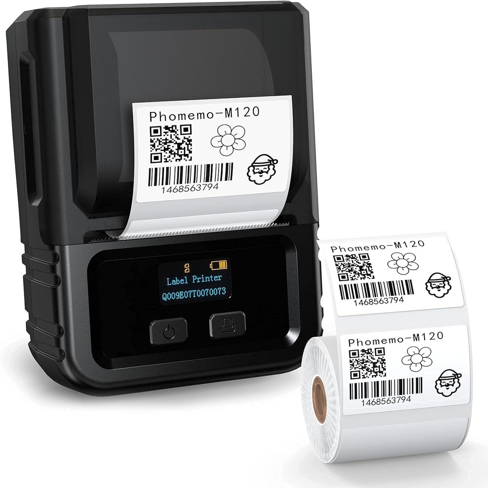 Phomemo M120 Label Maker Barcode Label Printer Portable Bluetooth Label Maker