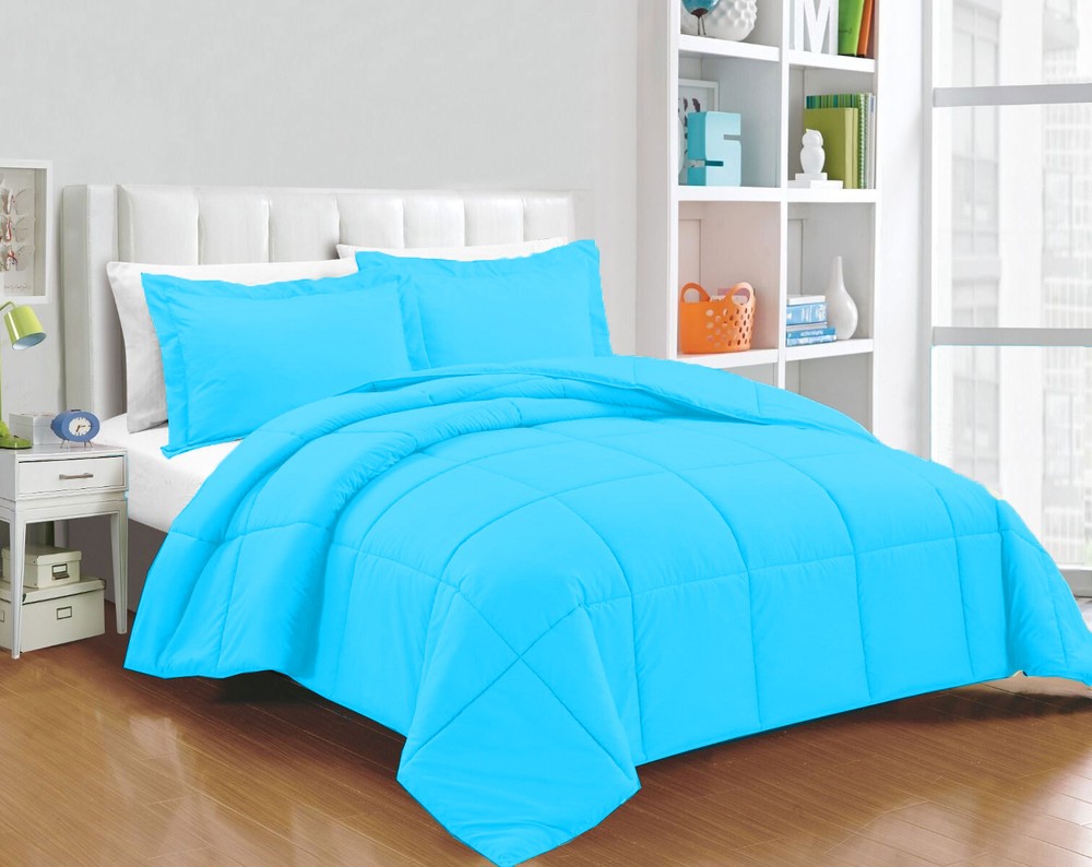 Deluxe 1000 TC Aqua Blue Down Alternative Comforter 100% Cotton Solid Pattern
