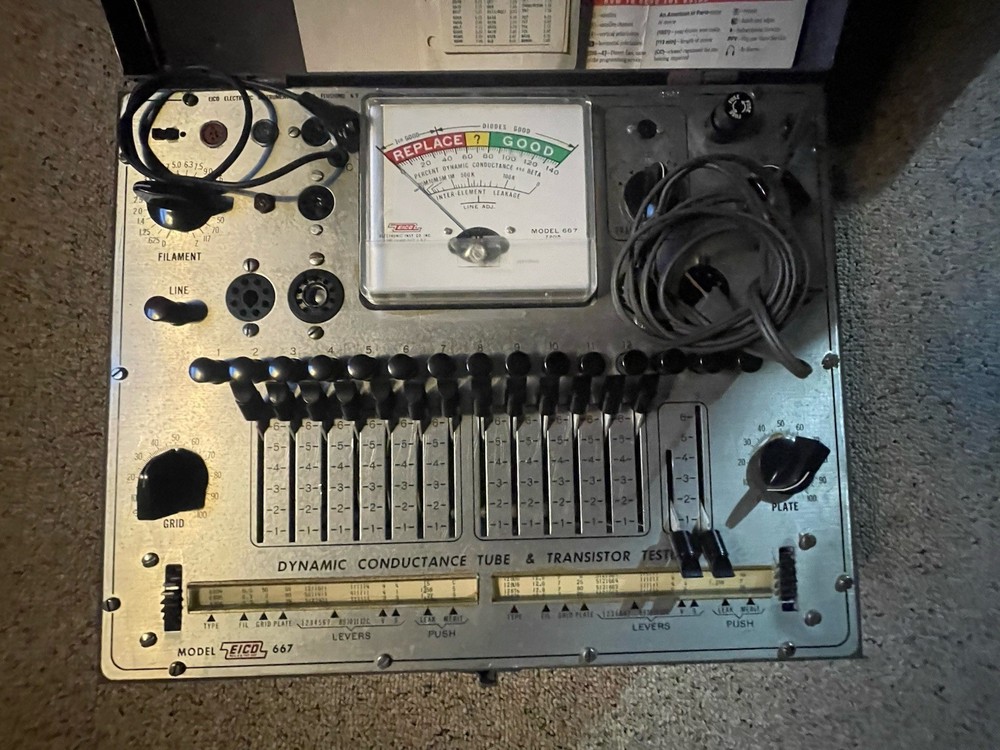 EICO 667 Dynamic Conductance Tube & Transistor Tester with Case & Documentation
