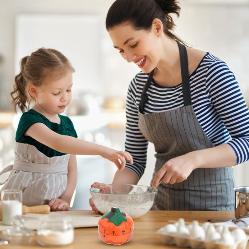 Pumpkin Timer - Cute Mechanical Kitchen Decora for Cooking and Baking 60-Minute