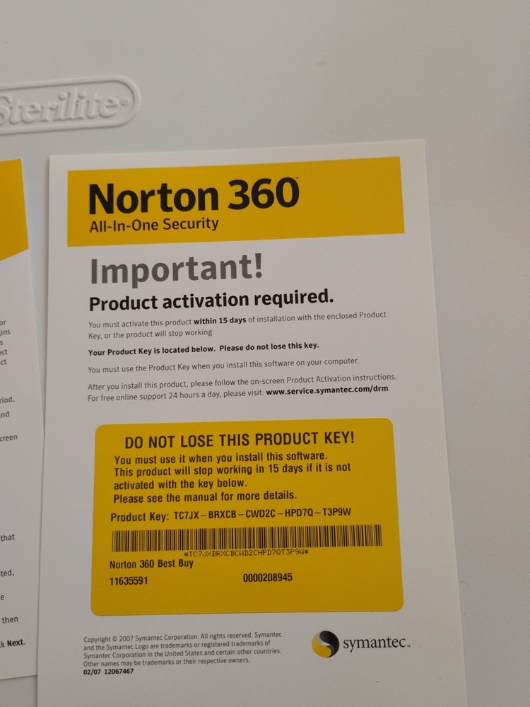 Norton 360 All In One Security CD 2007
