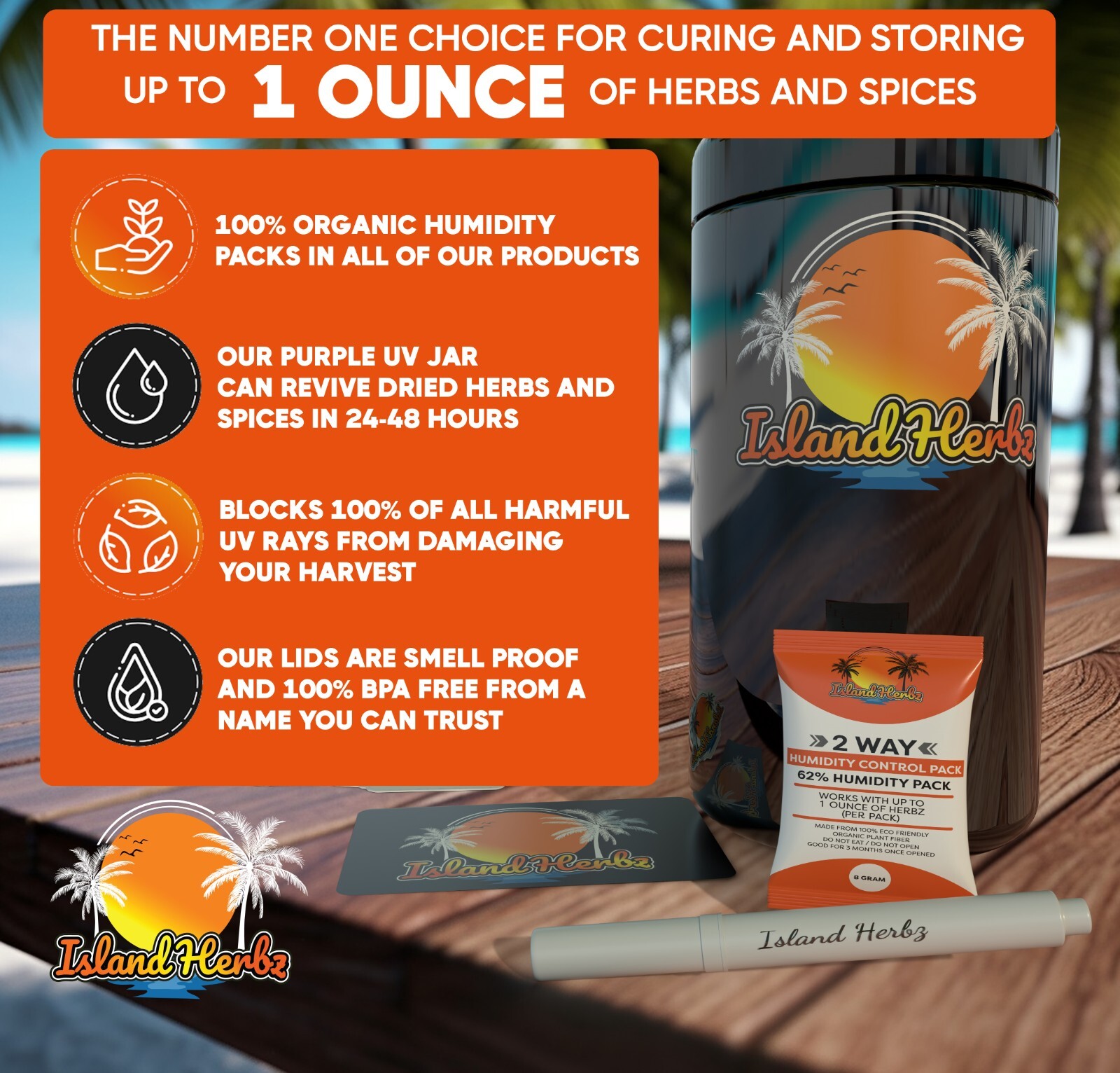 Airtight Smell-Proof 1 Oz Premium Bio-Photonic Cure/Stash/Storage Jar (1 Pack)