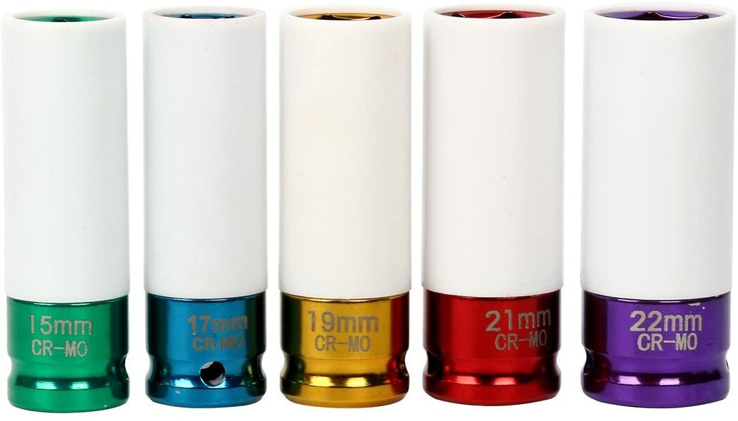 5PCS 1/2” Inch Impact Drive Lug Nut Socket Non-Marring Thin-Walled 5-Piece Set