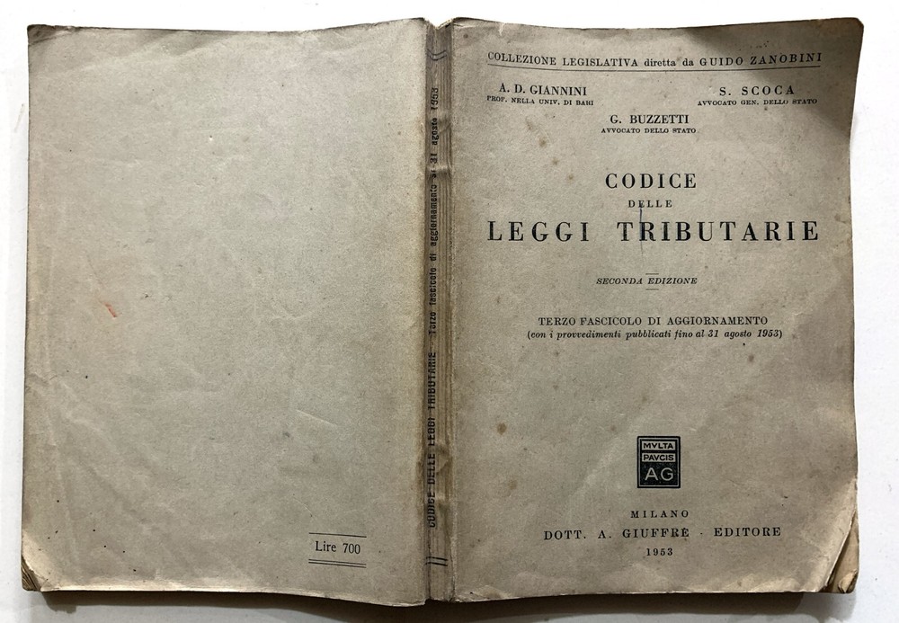 CODE DELLE TRIBUTARIE GIUFFRè 1953 ZANOBINI