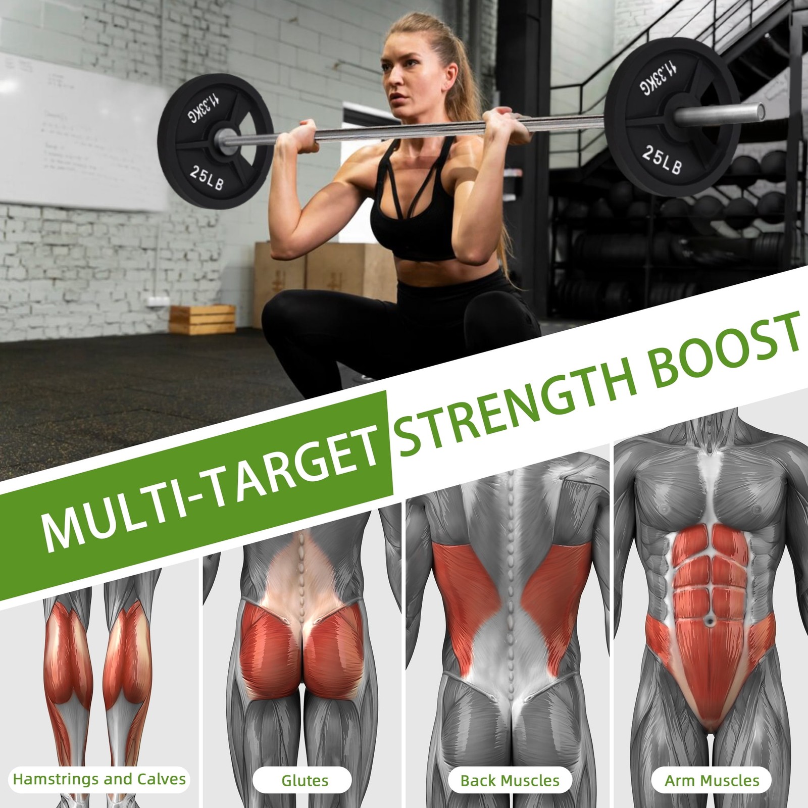 2×25 LB Olympic Cast Iron Weight Plates Set, for Strength Training & Home Gym