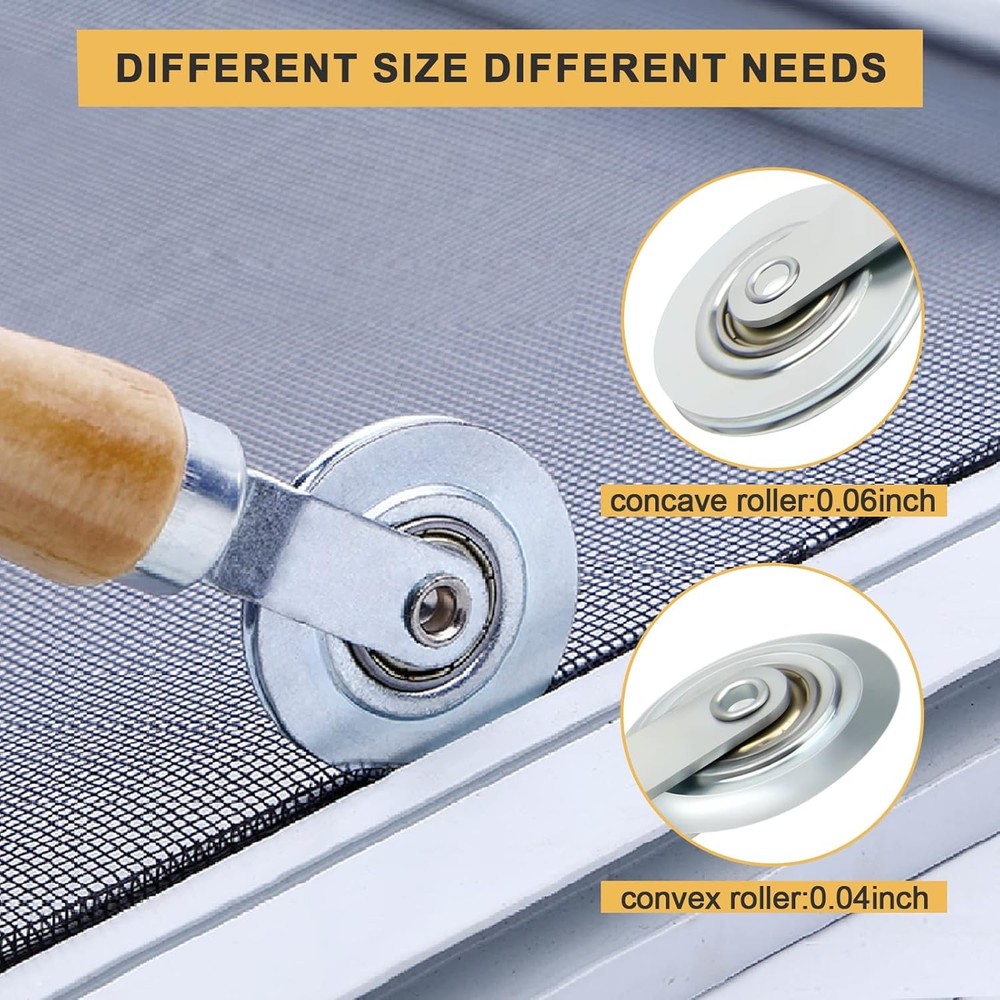 Window Screen Repair Kit 14 Piece Roller Mesh Spline Tool Set