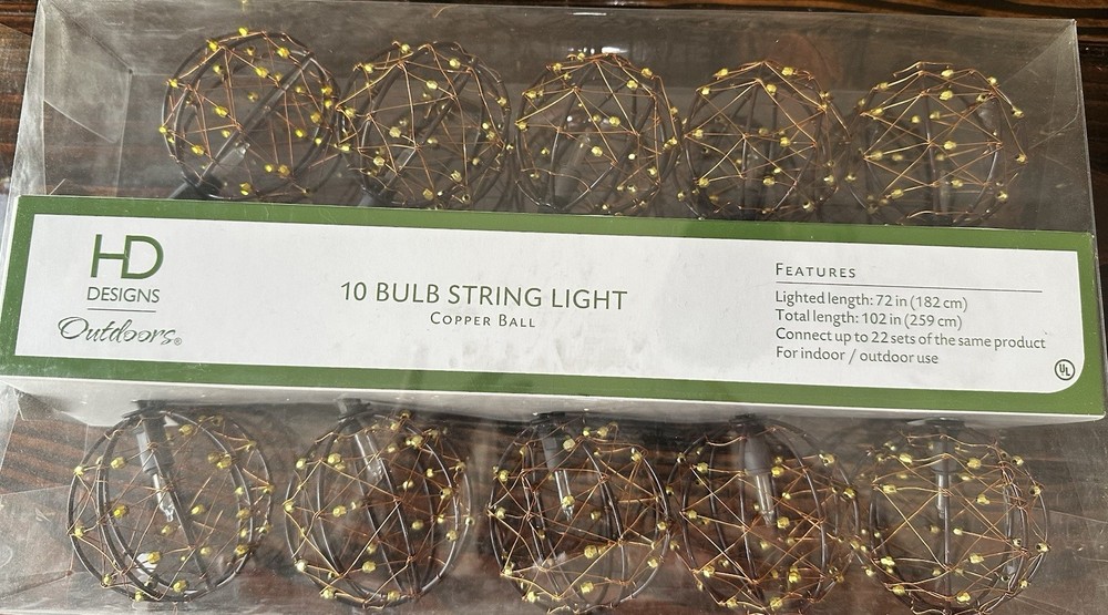 HD Designs Copper Ball String Lights-10 Lights