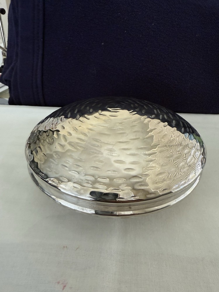 Italian Designer BATTUTO A MANO Handhammered Silverplated Plated Candy Nut Dish
