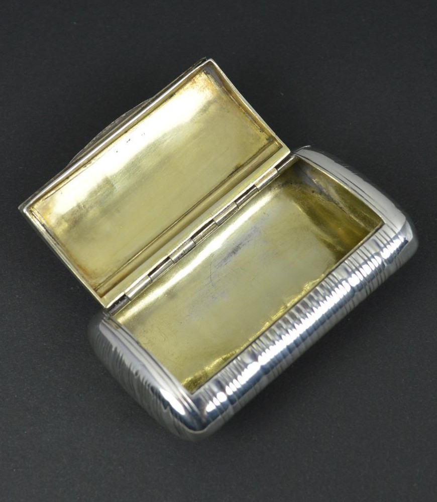 Early Victorian Silver Ribbed Curved Snuff Box