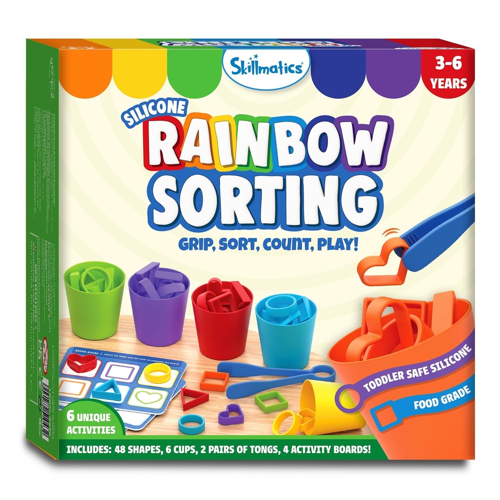 Silicone Rainbow Sorting Game - Learning & Educational Toy, Christmas Fun, So...