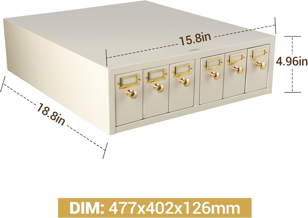 Microscope Slide Storage Cabinet,6 Drawers,Metal, Stackable, Tan NEW