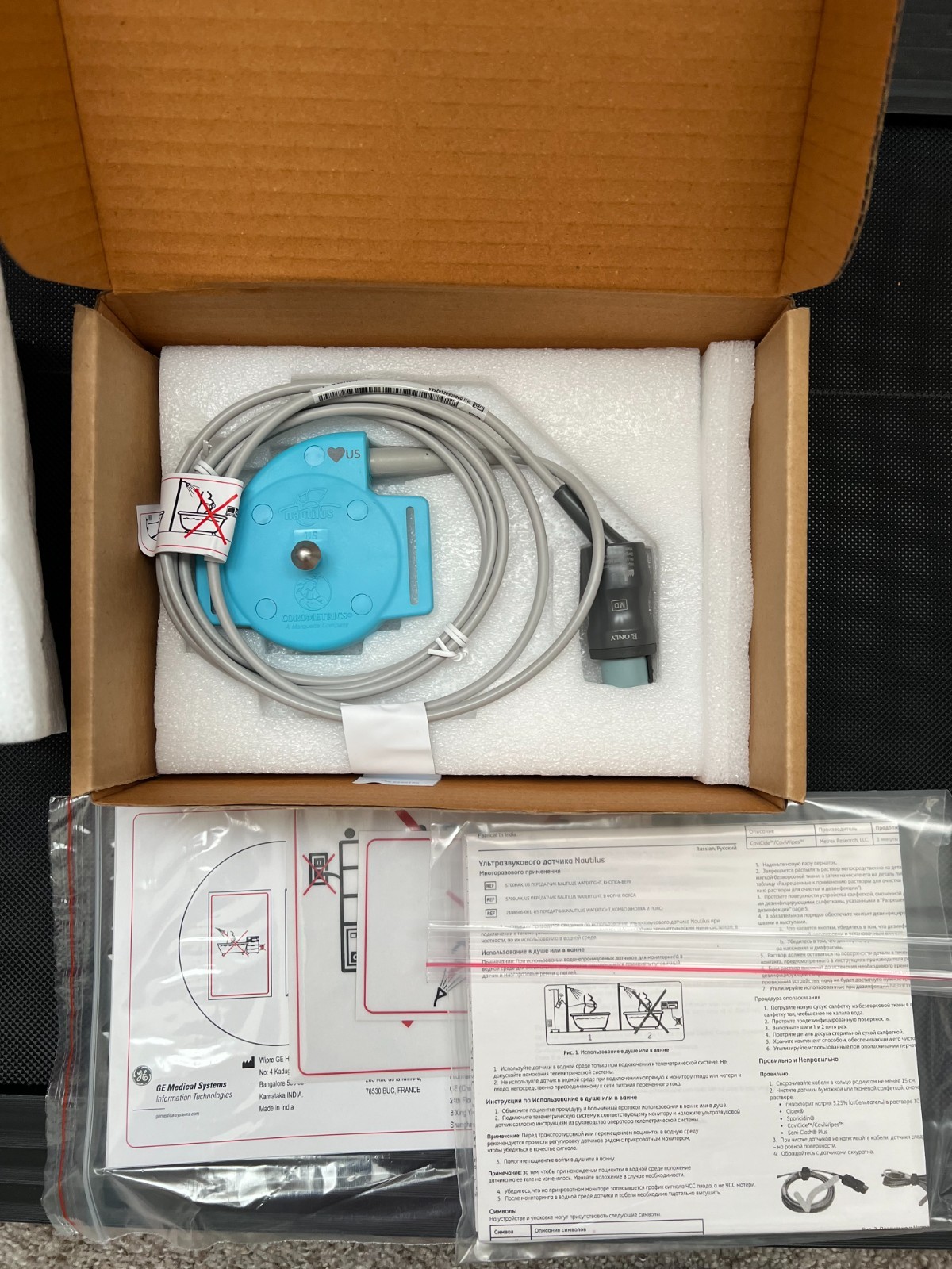 GE HEALTHCARE US TRANSDUCER NAUTILUS WATERTIGHT COMBO BOTTON & LOOP NEW WITH BOX