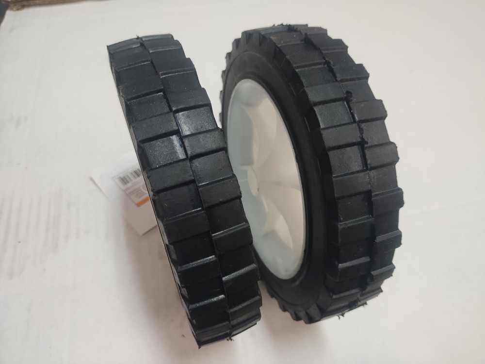 2pc Pair: 7" SEMI SOLID HARD RUBBER REPLACEMENT TIRE WHEEL MOWER,CART, Flat-Free